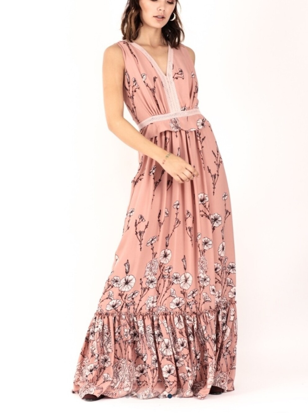 Ivanka Trump Dusty Rose Floral Maxi Dress